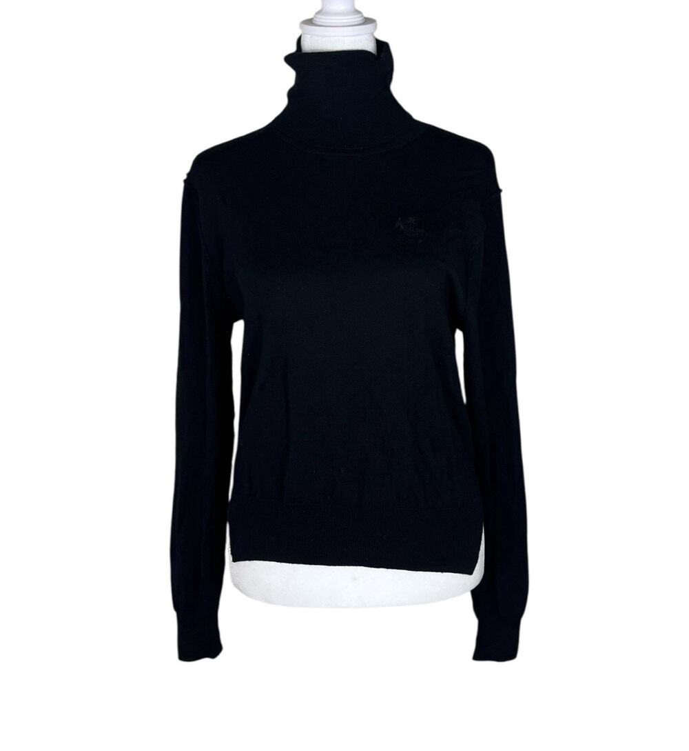 Vivienne Westwood Anglomania Black Wool Turtleneck Sweater Orb Logo Japan Sz 38
